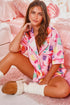 Full Pattern Shirt and Shorts Satin Pajama Set